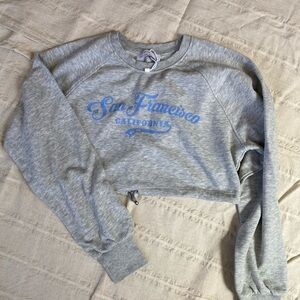 Bershka Gray and Blue Crew Neck Sweater